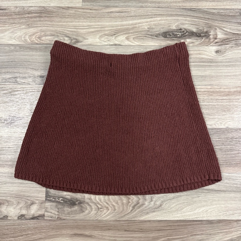 Free People Beach Marsha Sweater Skirt Brown Ribbed A-Line Mini Size Large